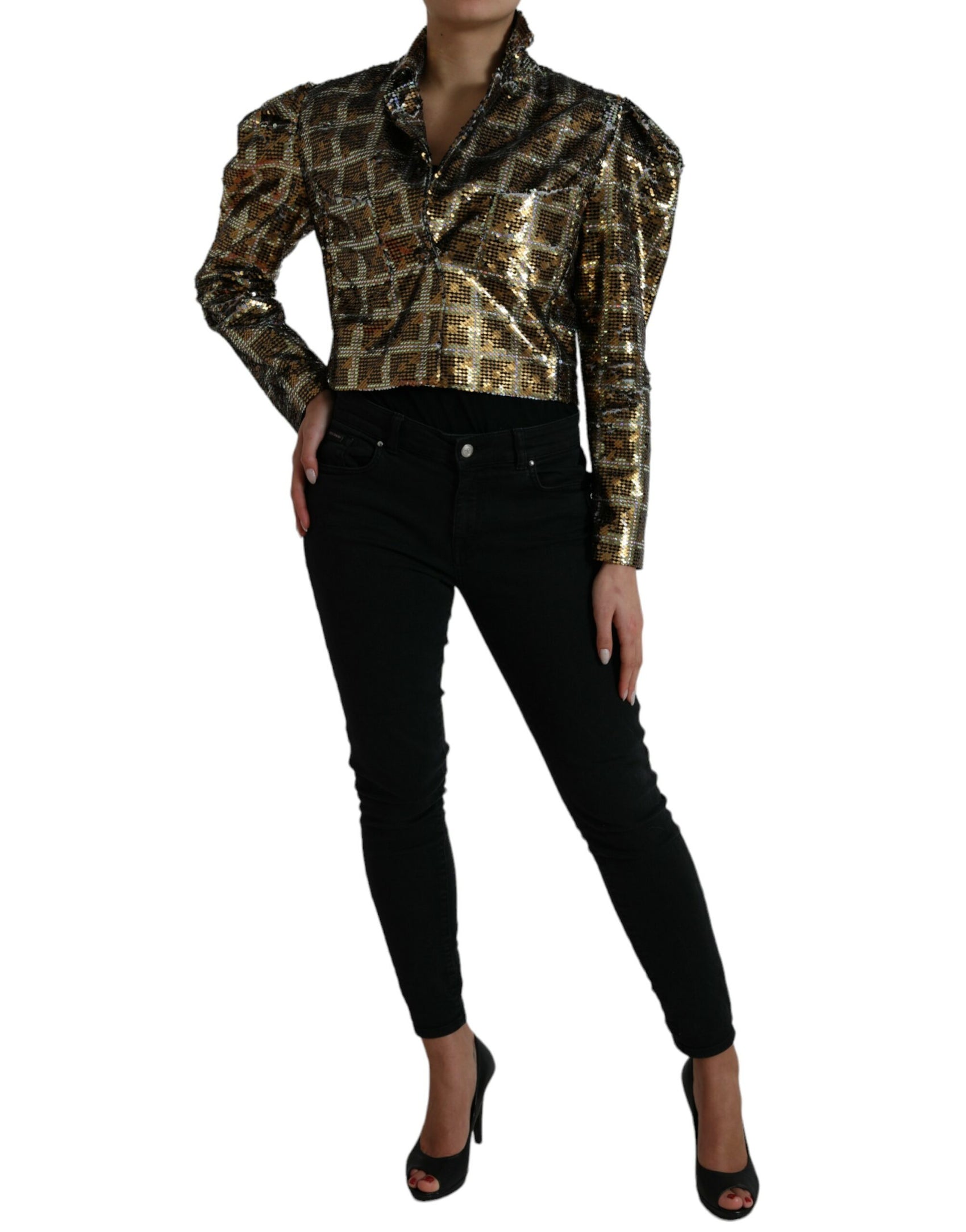 Giacca corta con paillettes multicolor