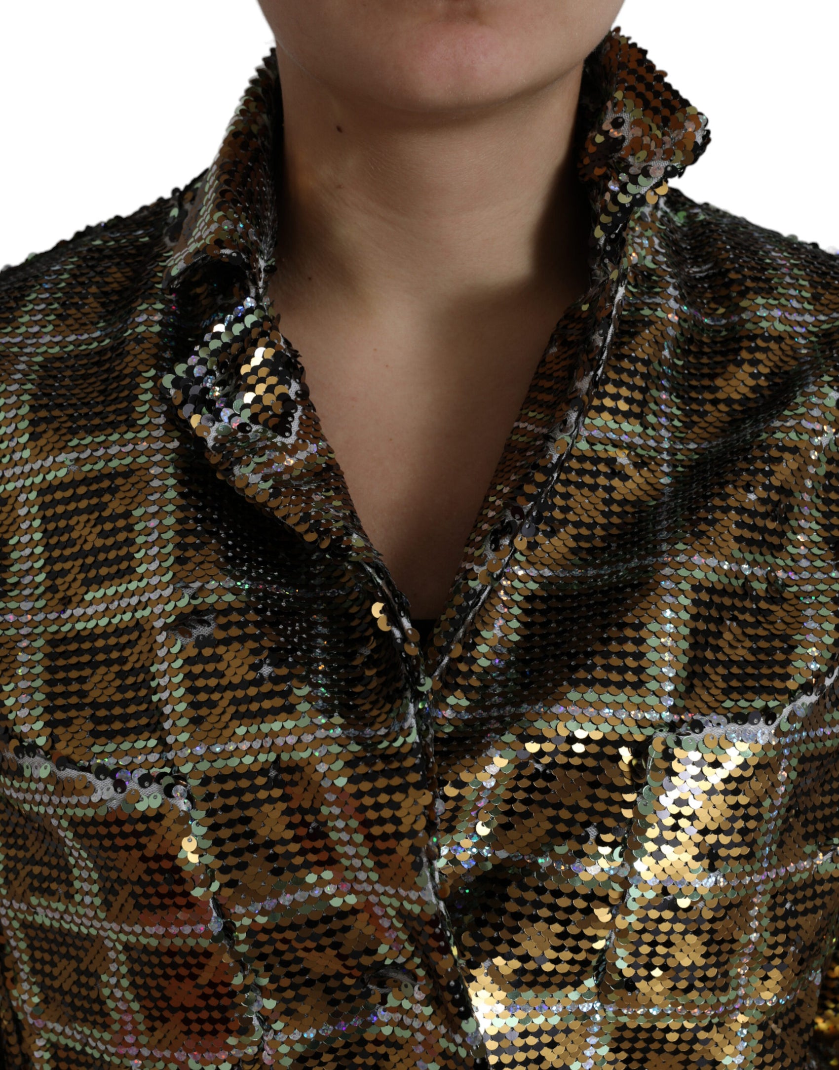 Giacca corta con paillettes multicolor