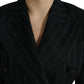 Elegant Striped Virgin Wool Blazer