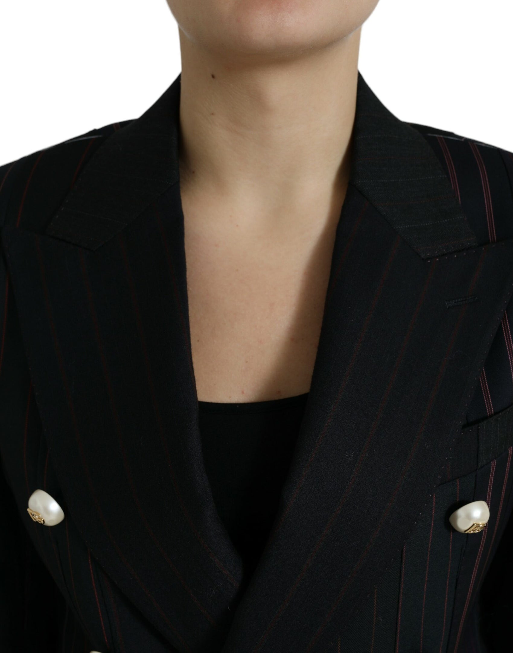 Elegante blazer doppiopetto in lana a righe