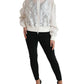 Elegant White Silk Bomber Jacket