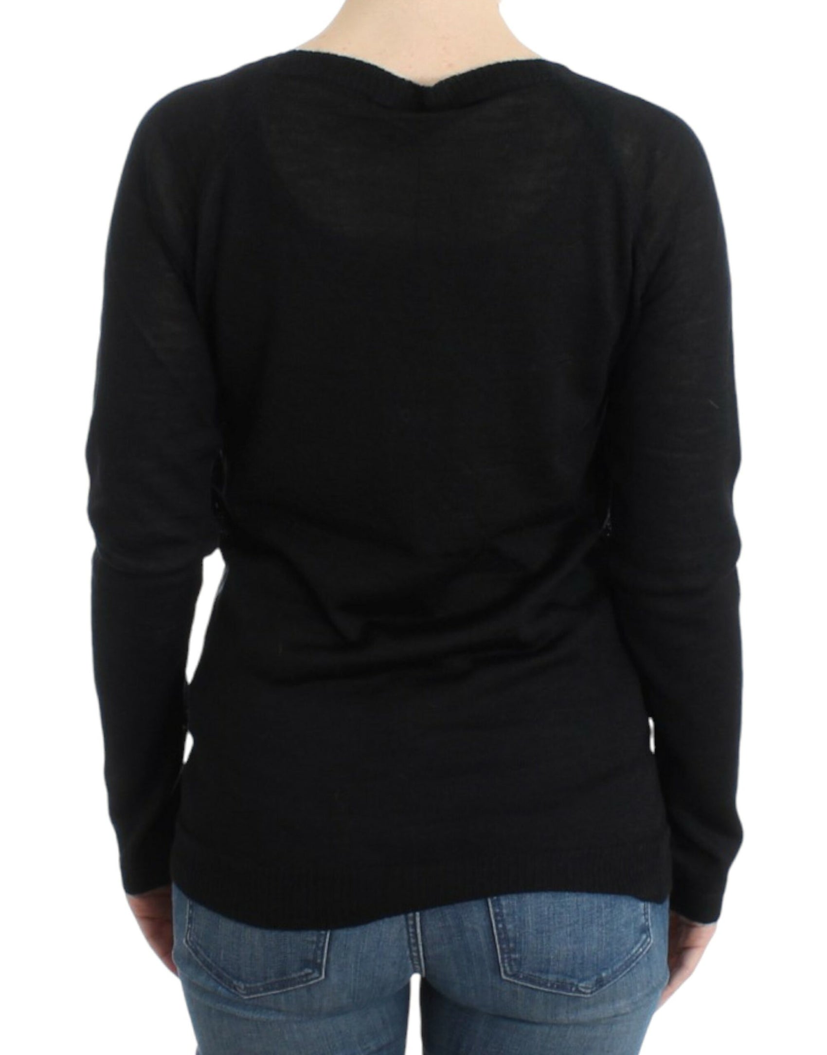 Schicker gestreifter Pullover aus Wollmischung mit V-Ausschnitt