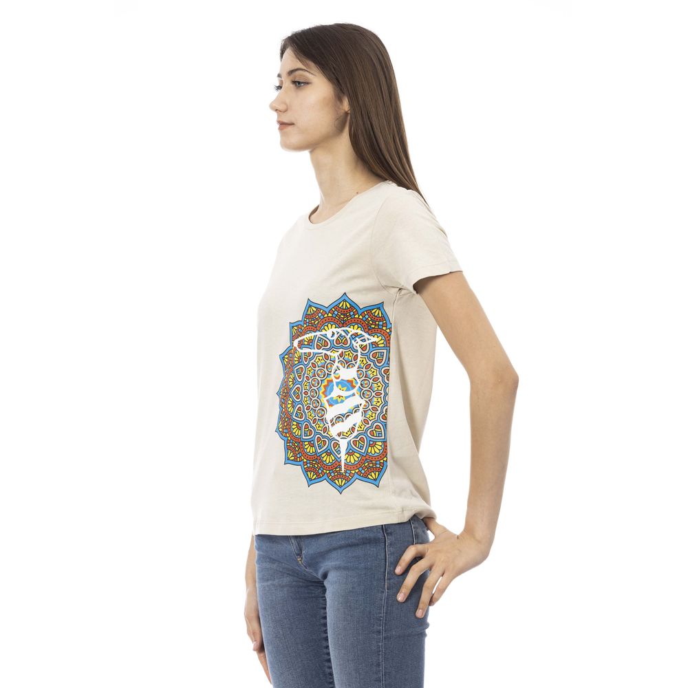 T-shirt da donna in cotone beige