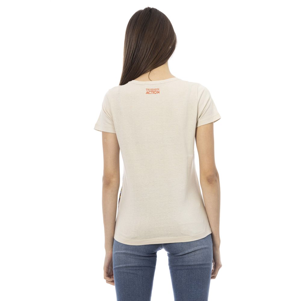 T-shirt da donna in cotone beige