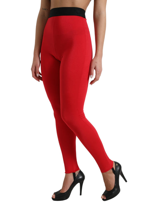 Eleganti leggings rossi a vita alta