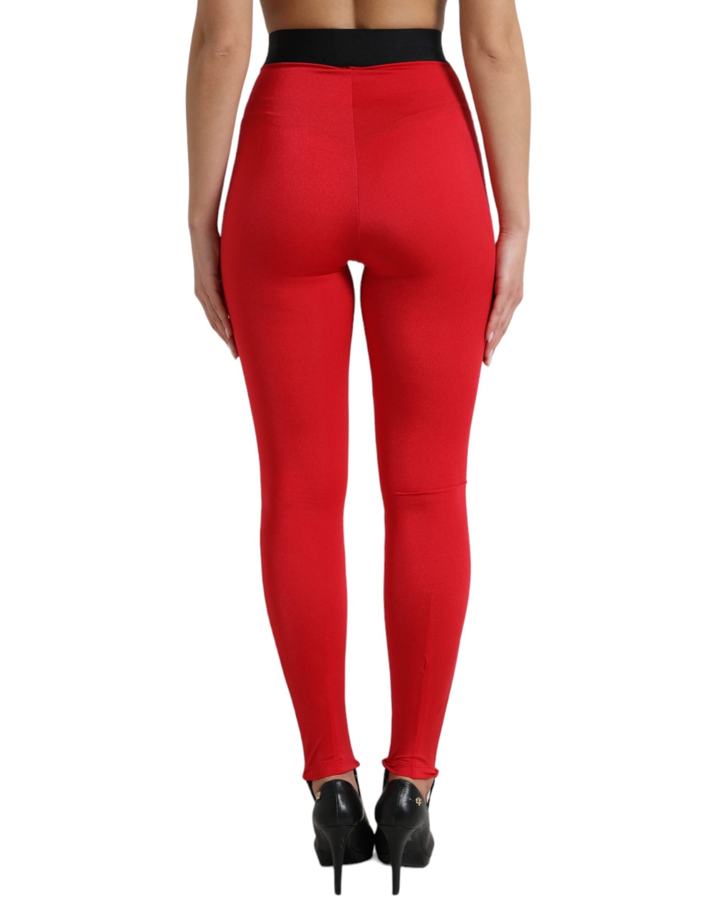Eleganti leggings rossi a vita alta