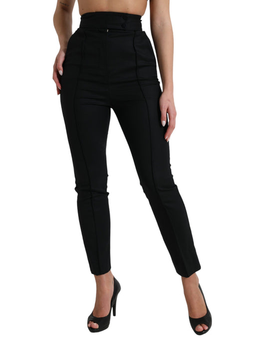 Pantaloni eleganti in lana affusolati a vita alta