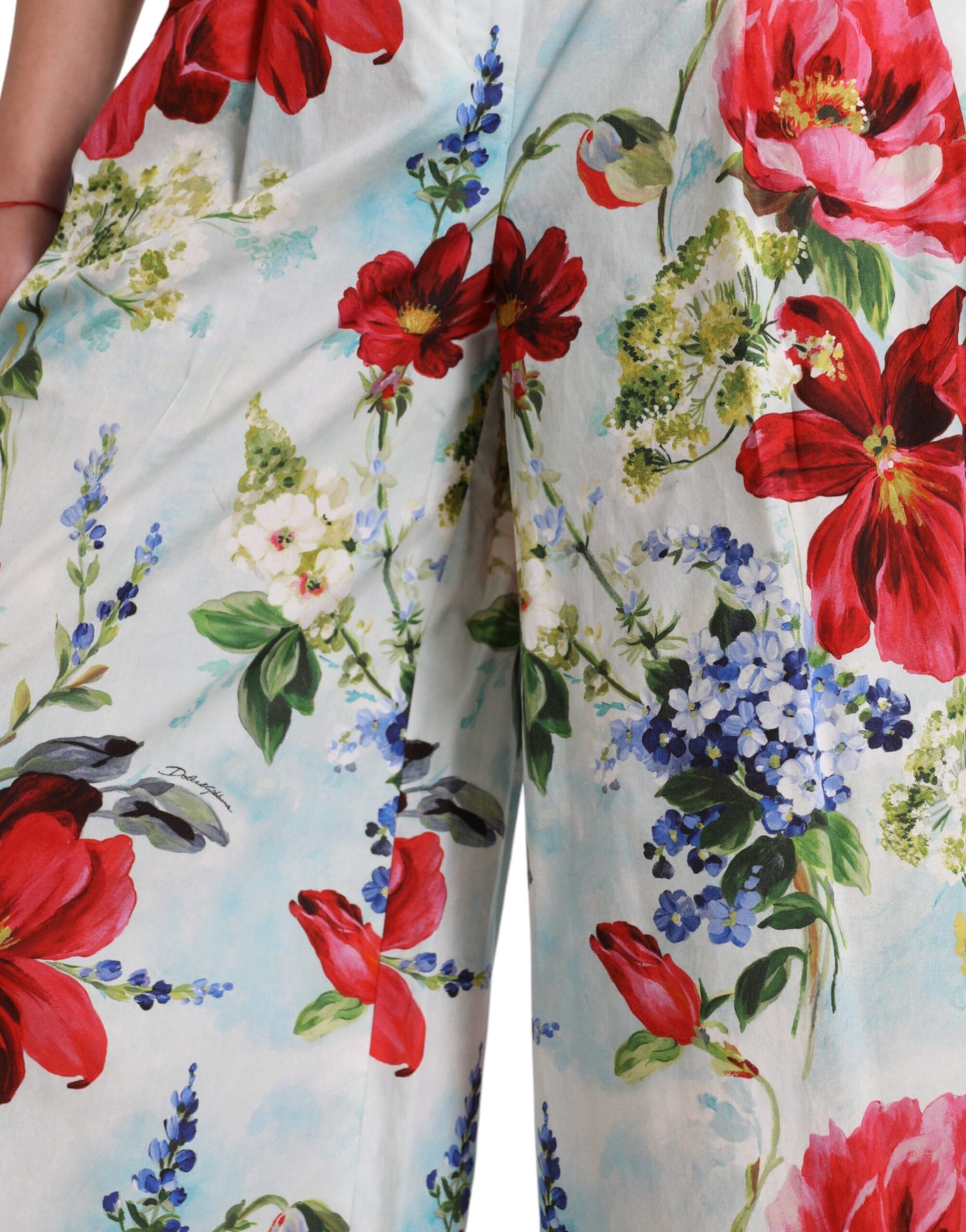 Pantaloni a gamba larga a vita alta con motivo floreale