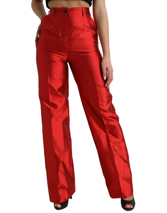 Pantaloni eleganti in seta a vita alta e gamba larga