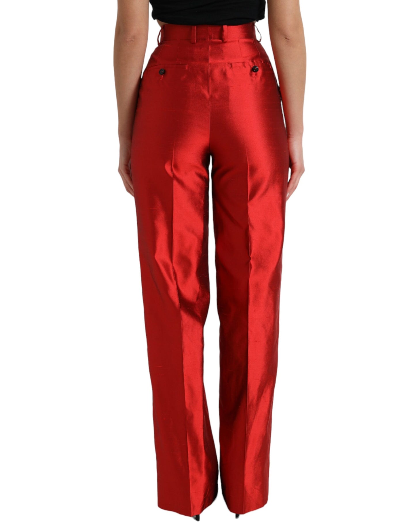 Pantaloni eleganti in seta a vita alta e gamba larga