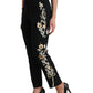 Pantaloni eleganti a vita alta con stampa floreale
