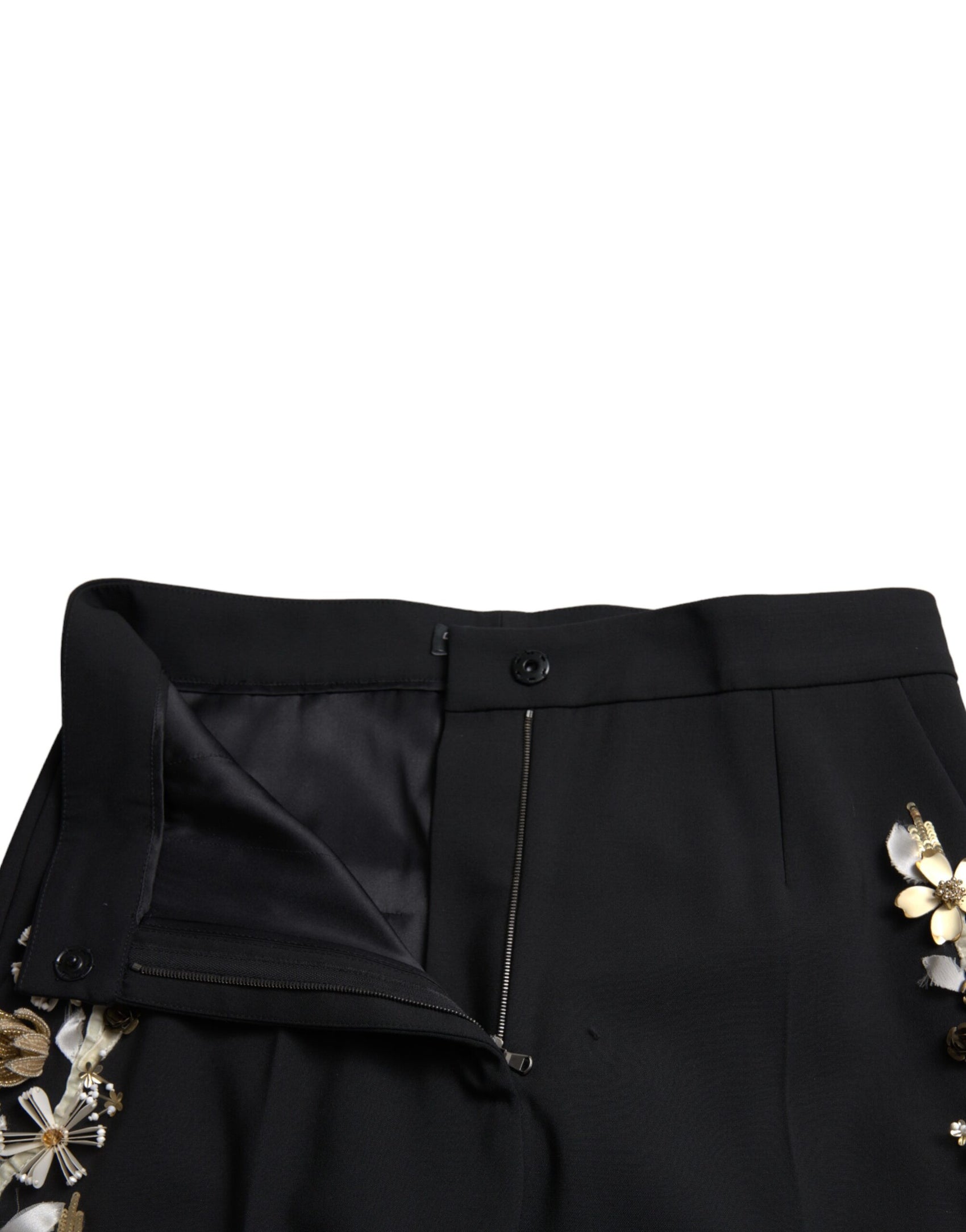 Elegante, hoch taillierte, florale Tapered-Hose