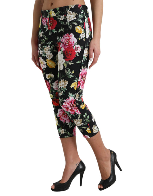 Pantaloni eleganti a vita media con stampa floreale