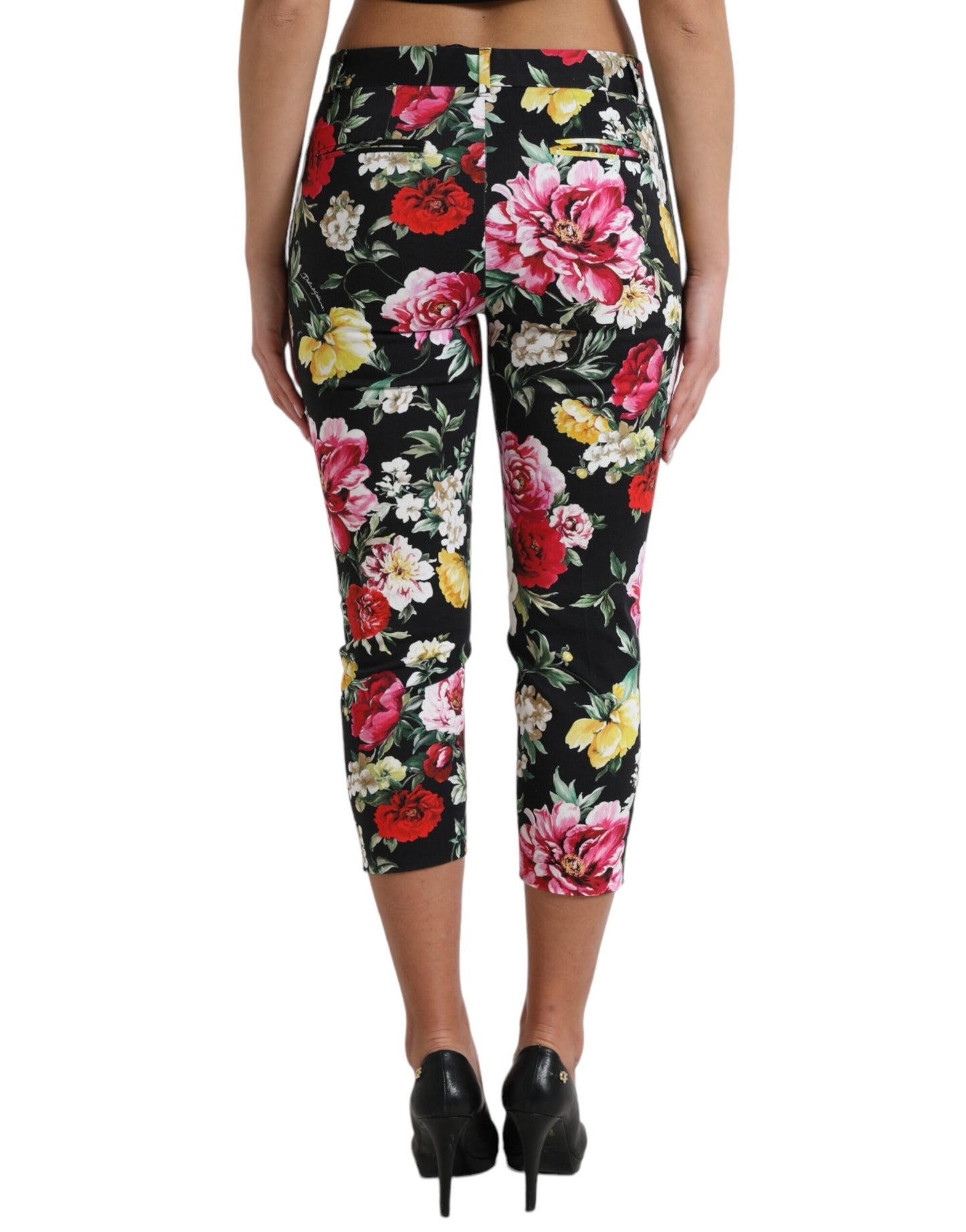 Pantaloni eleganti a vita media con stampa floreale