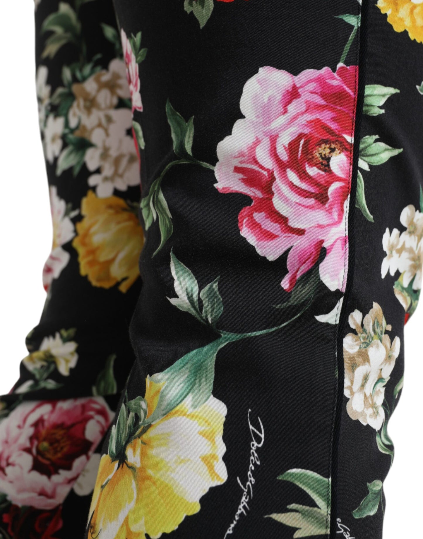 Pantaloni eleganti a vita media con stampa floreale