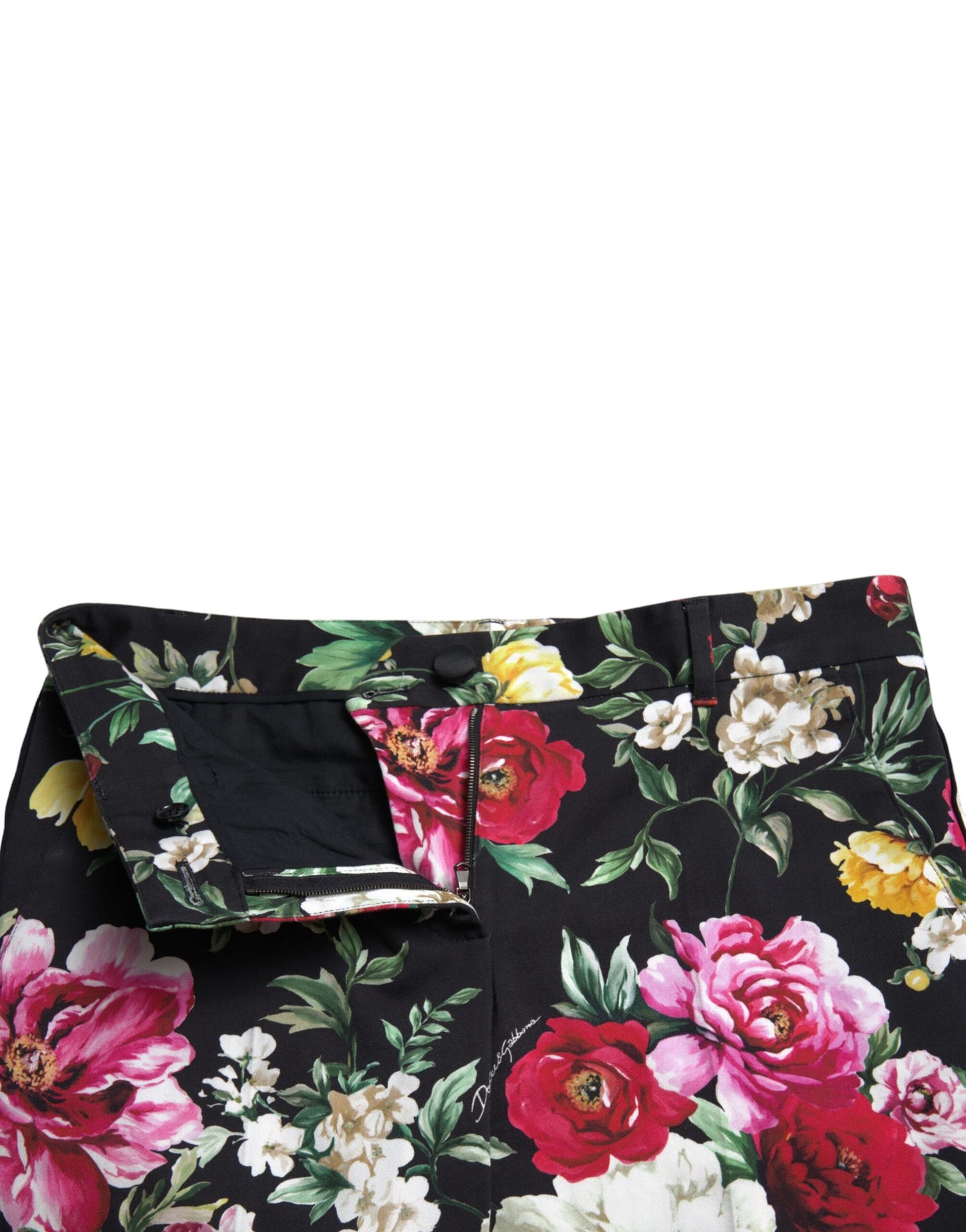 Pantaloni eleganti a vita media con stampa floreale