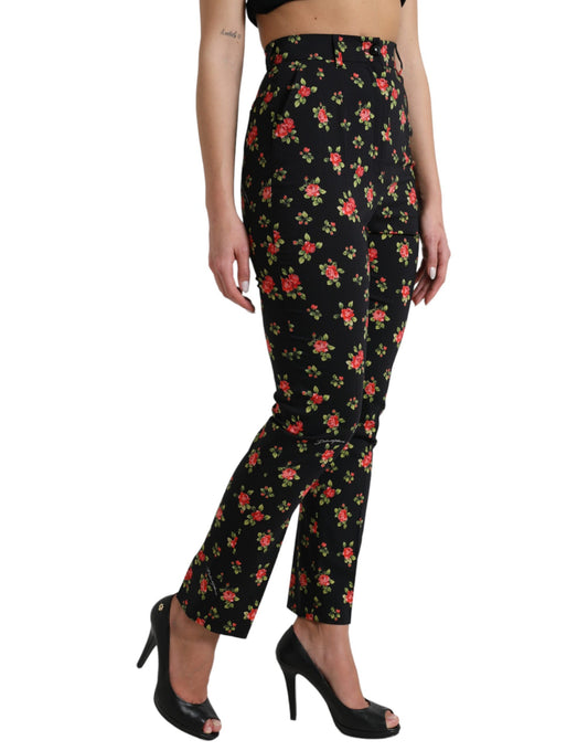 Pantaloni eleganti a vita alta con stampa floreale