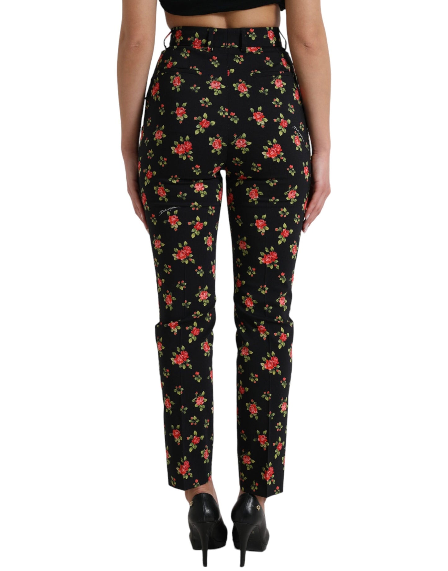 Pantaloni eleganti a vita alta con stampa floreale
