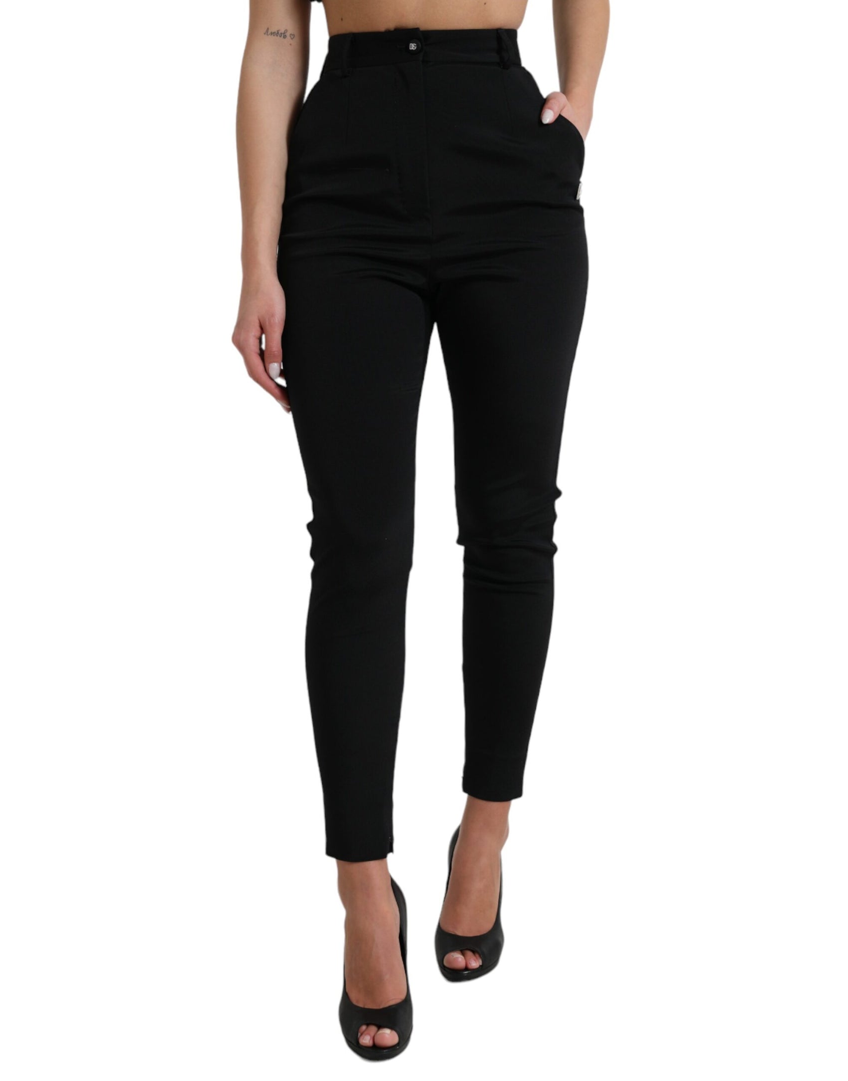 Pantaloni eleganti skinny a vita alta