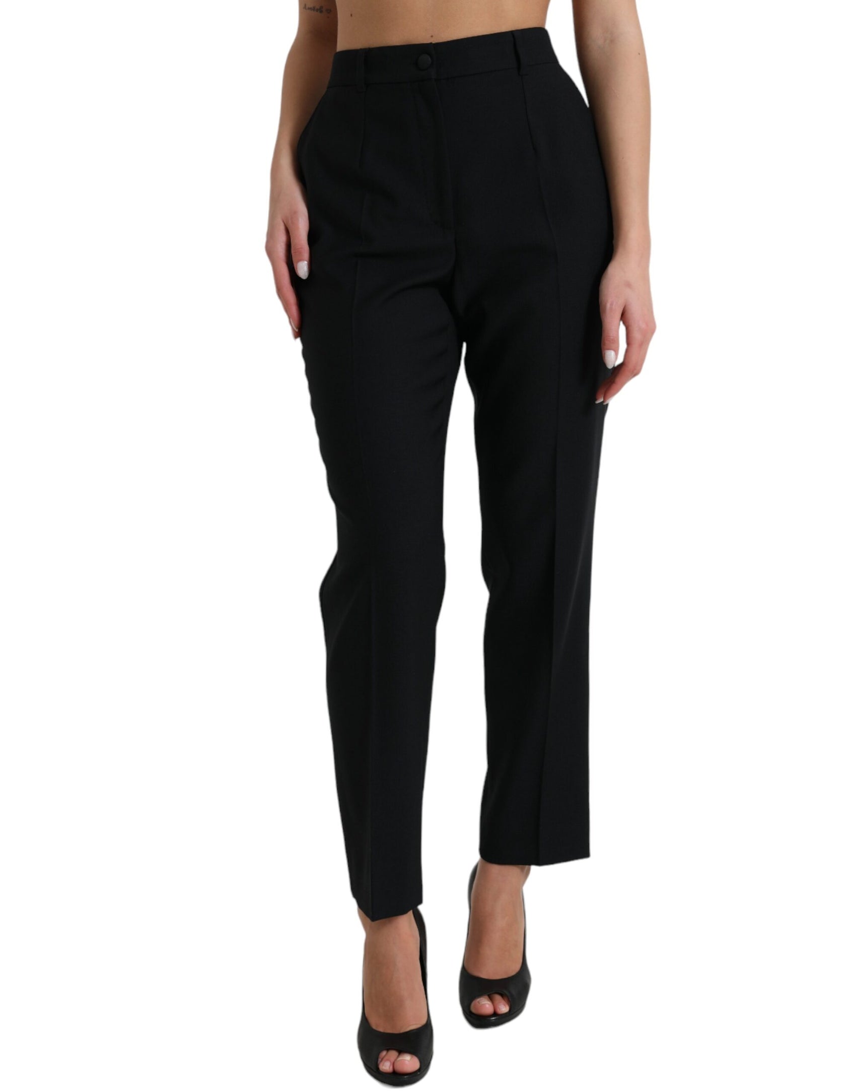 Pantaloni eleganti in lana a vita alta