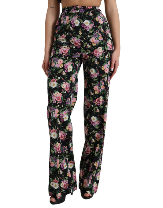 Pantaloni a gamba larga a vita alta con motivo floreale