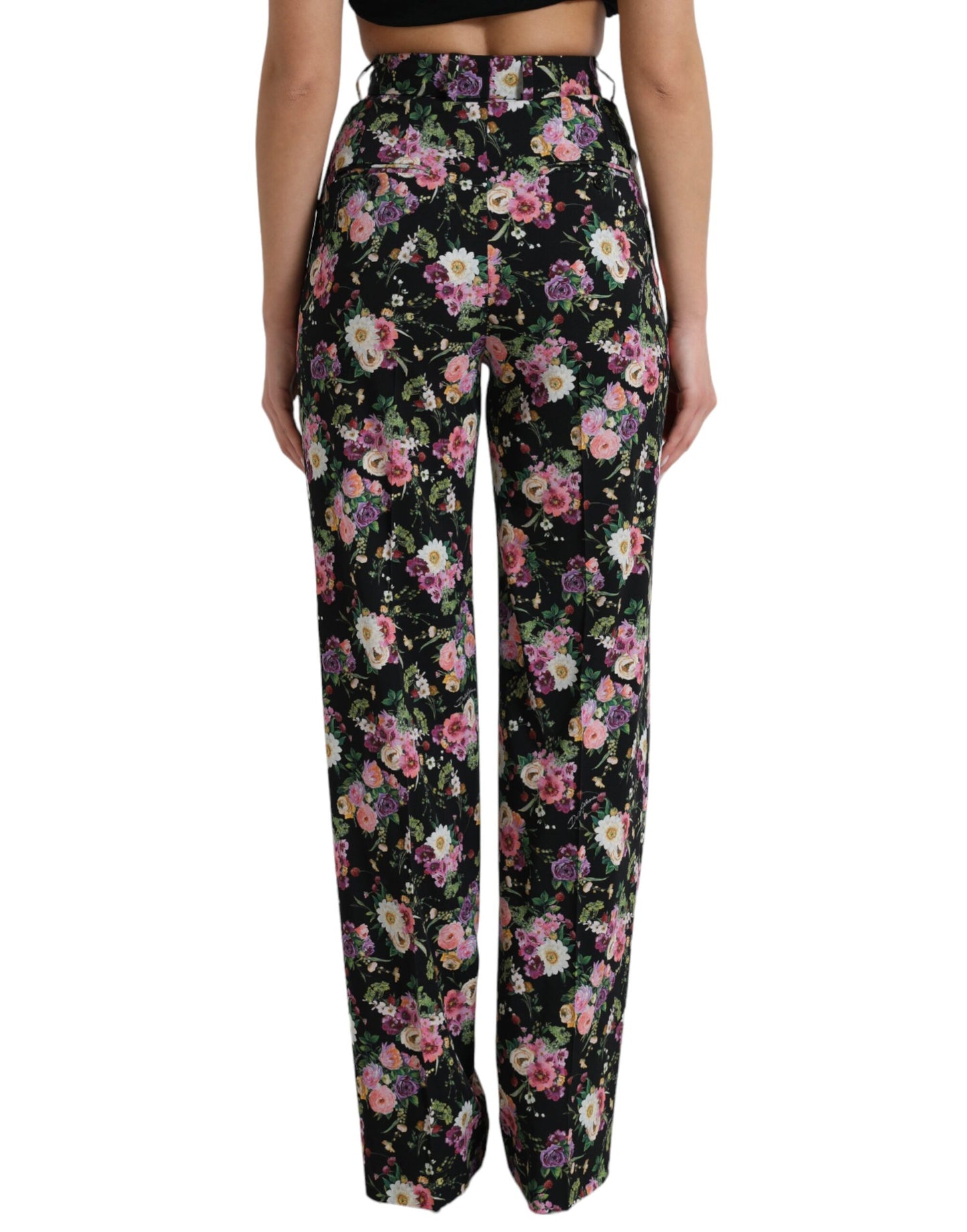 Pantaloni a gamba larga a vita alta con motivo floreale