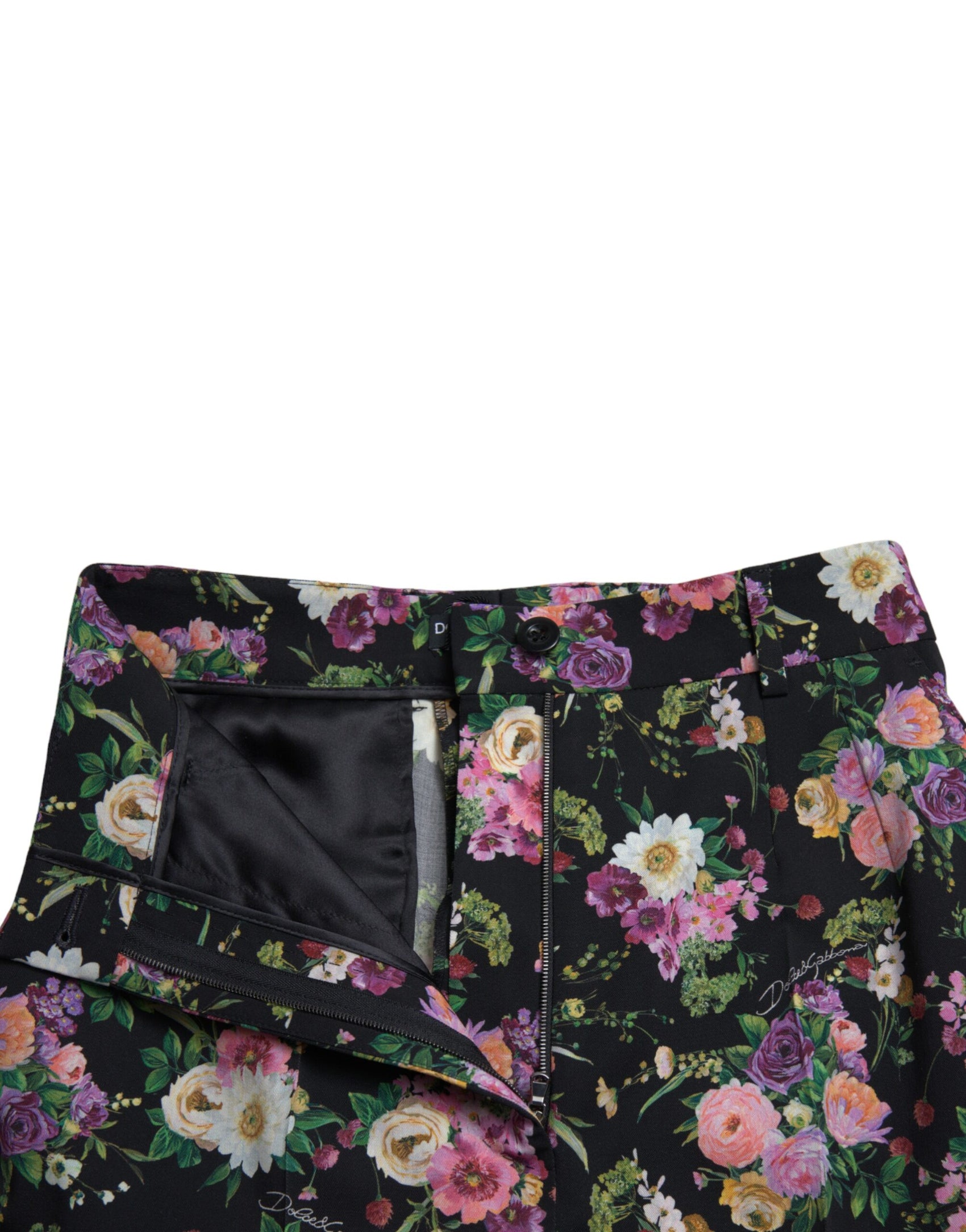 Hose mit weitem Bein und hoher Taille im Blumenmuster