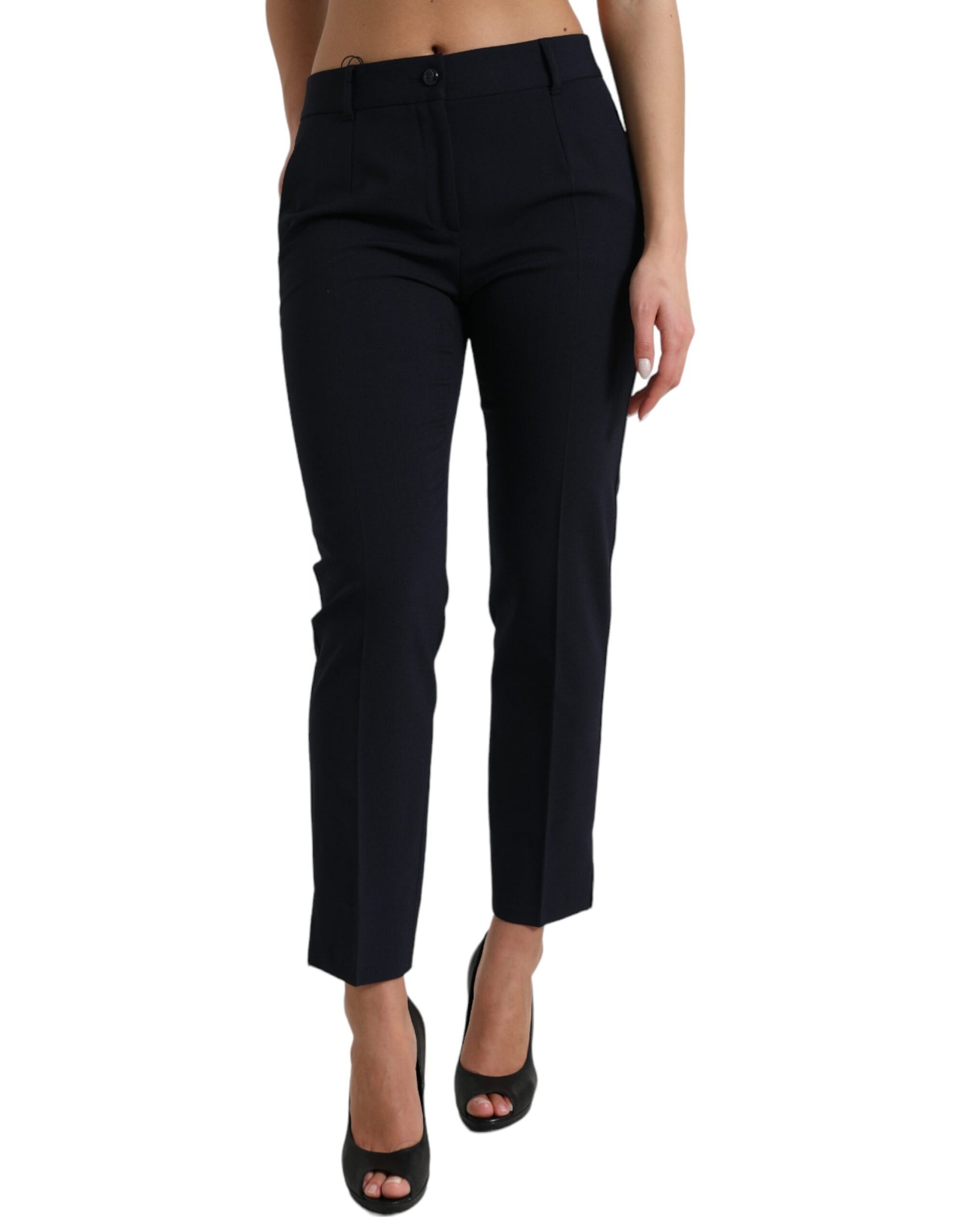 Pantaloni eleganti a vita media affusolati in blu