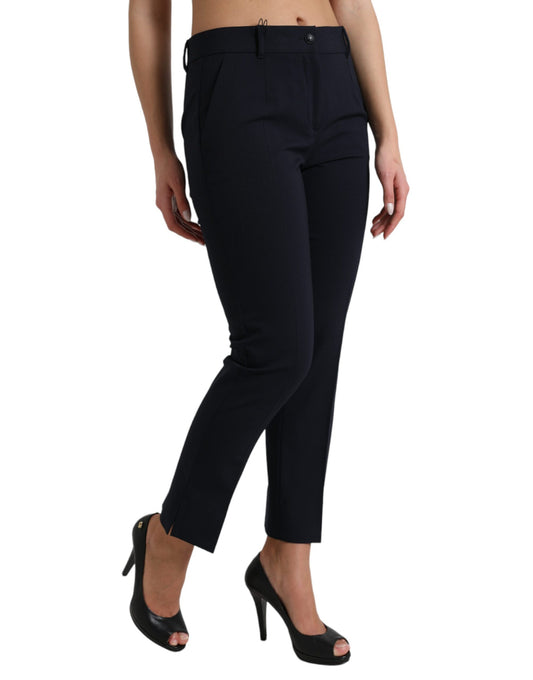 Pantaloni eleganti a vita media affusolati in blu