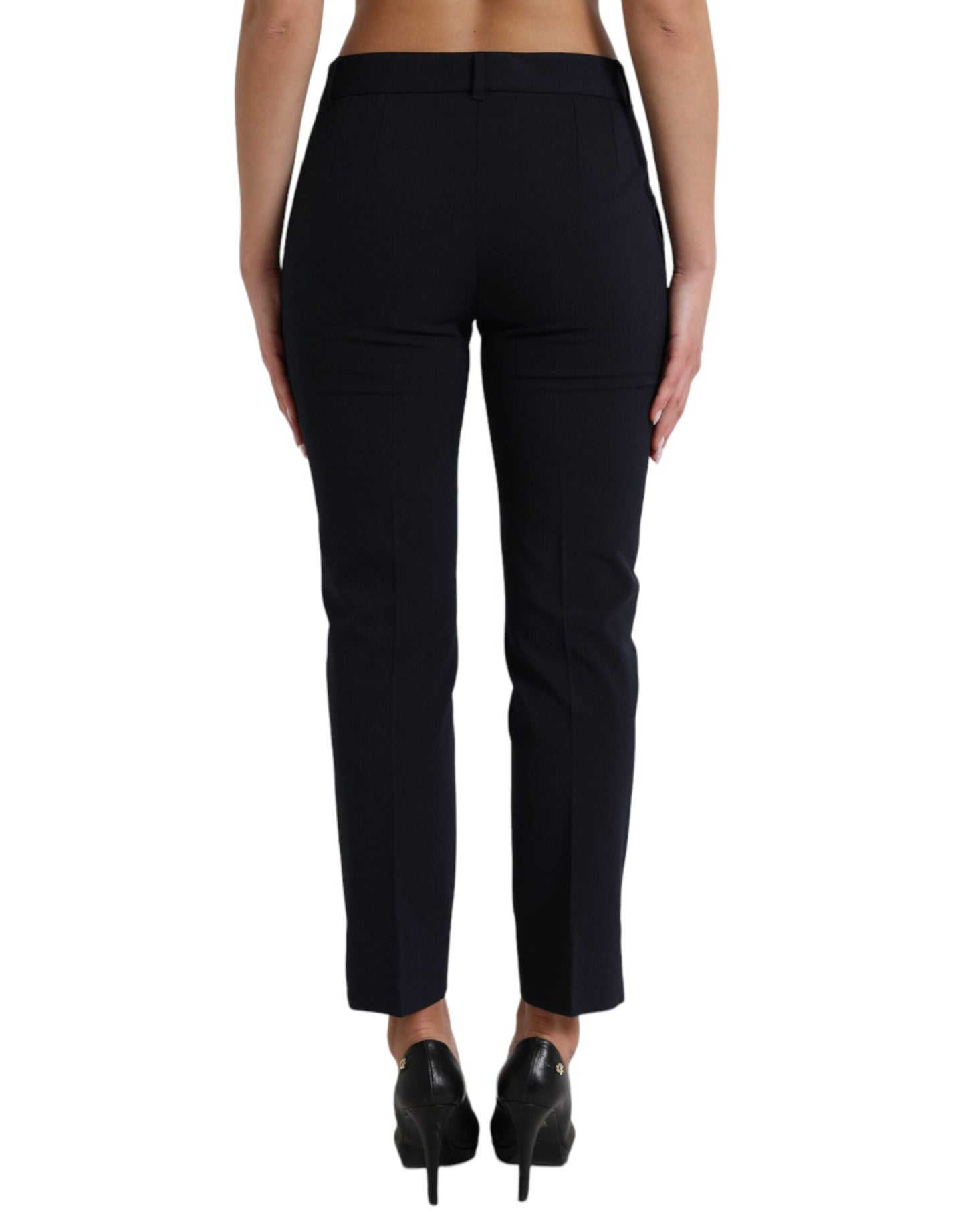 Pantaloni eleganti a vita media affusolati in blu