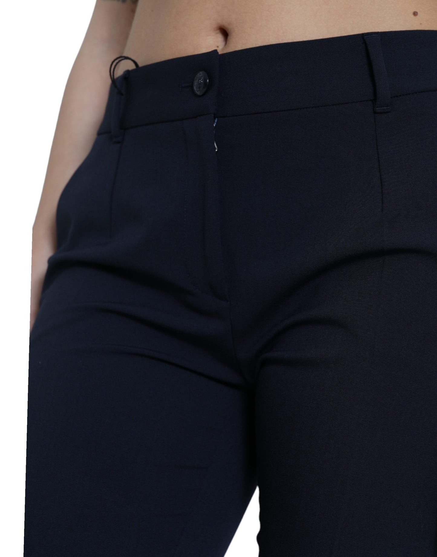 Pantaloni eleganti a vita media affusolati in blu