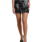 Gonna corta in denim a vita alta chic con finiture in pizzo
