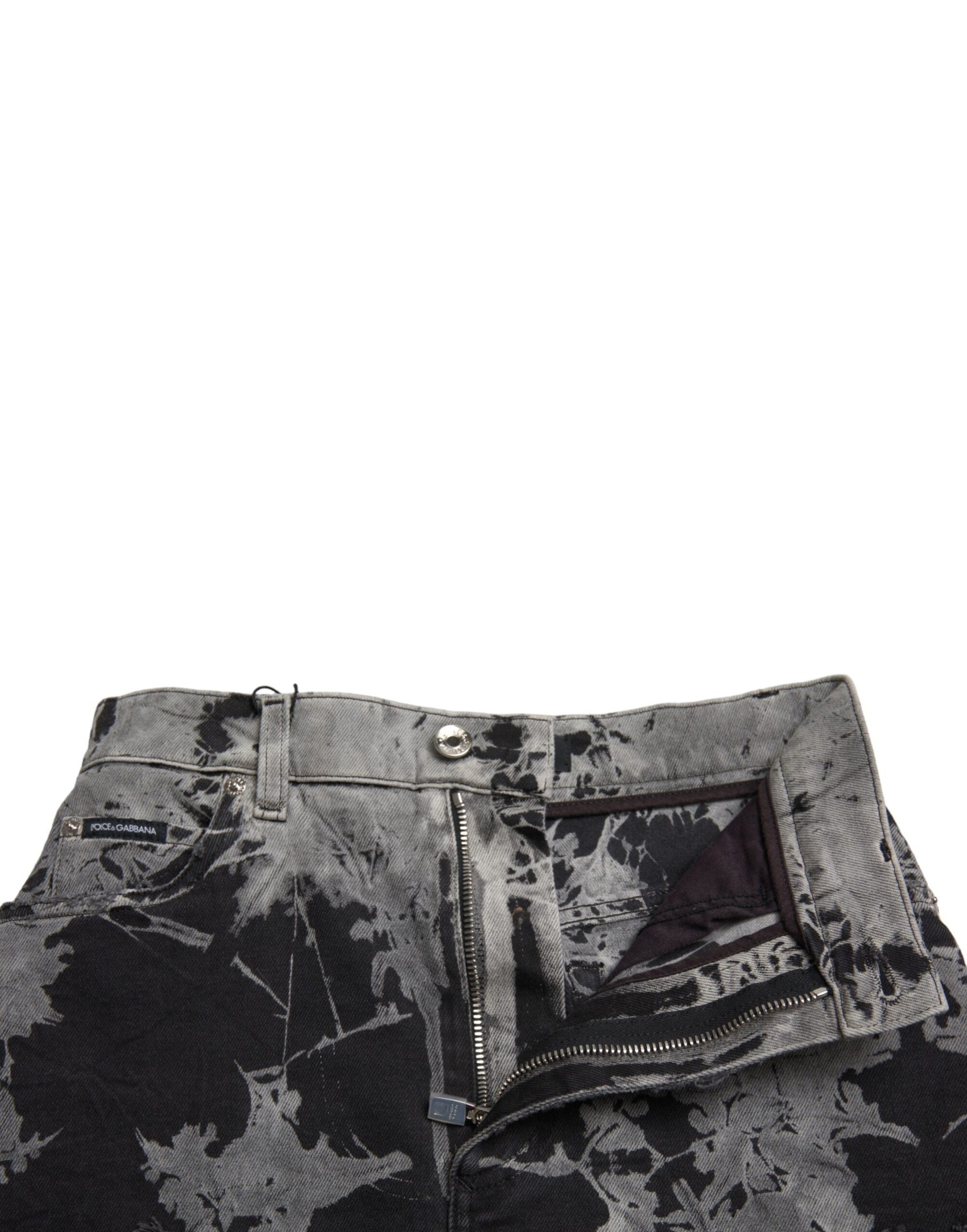 Gonna corta in denim a vita alta chic con finiture in pizzo