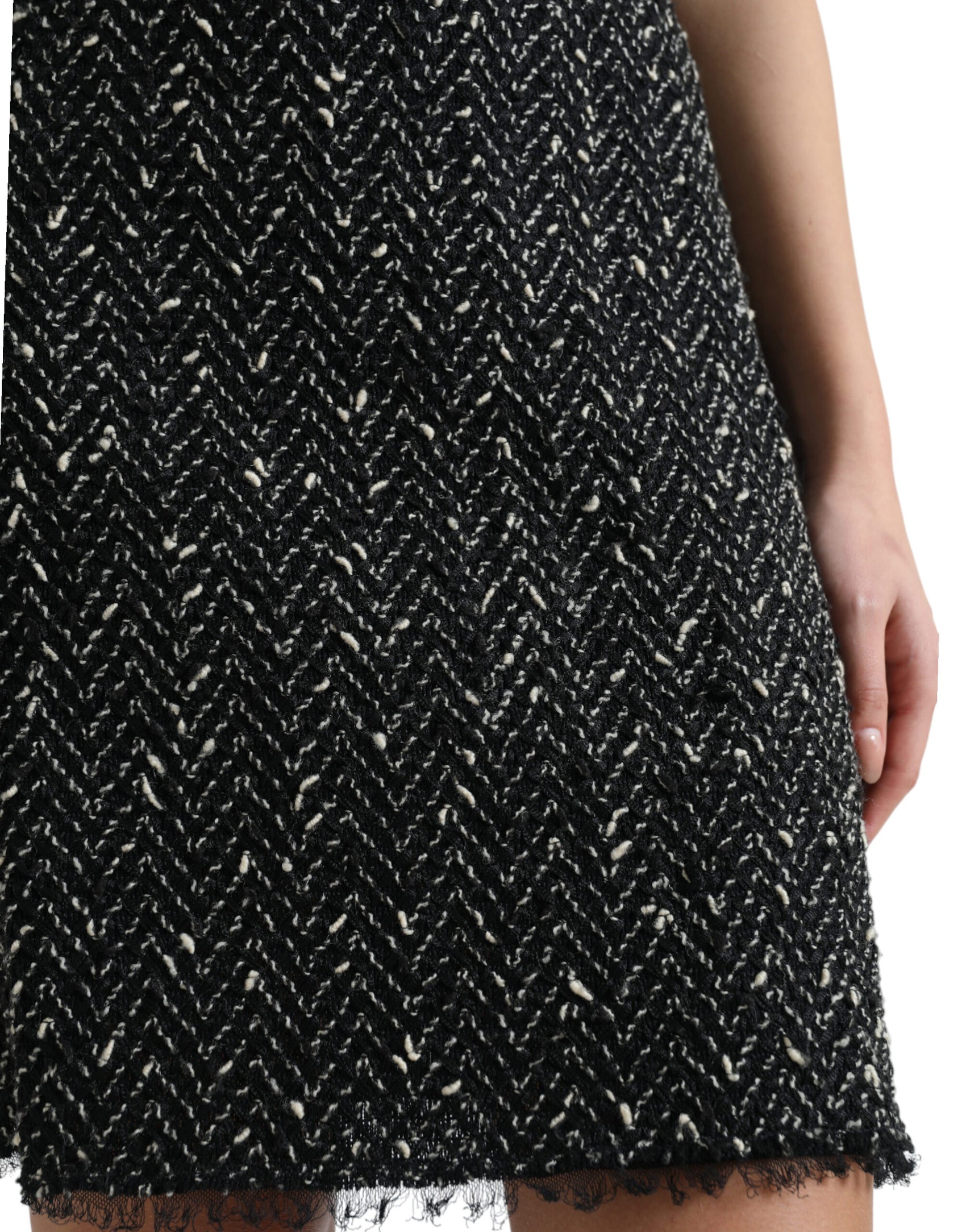 Elegante minigonna a vita alta in tweed