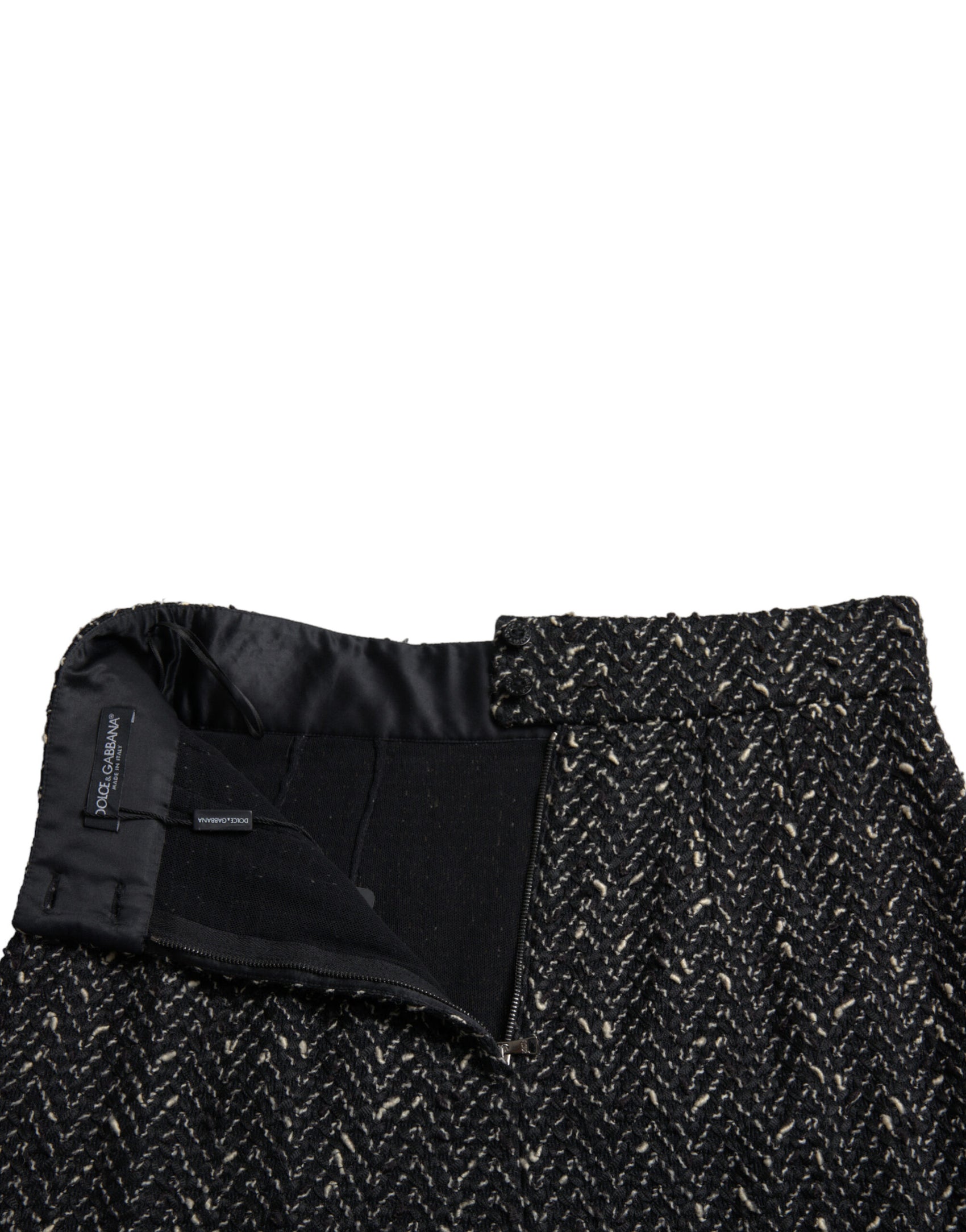 Elegante minigonna a vita alta in tweed