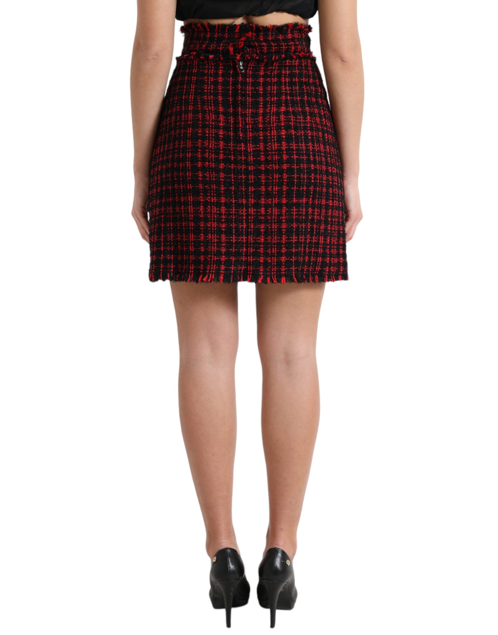 Gonna corta a vita alta in tartan stuzzicante