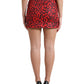 High Waist Red Leopard Mini Skirt