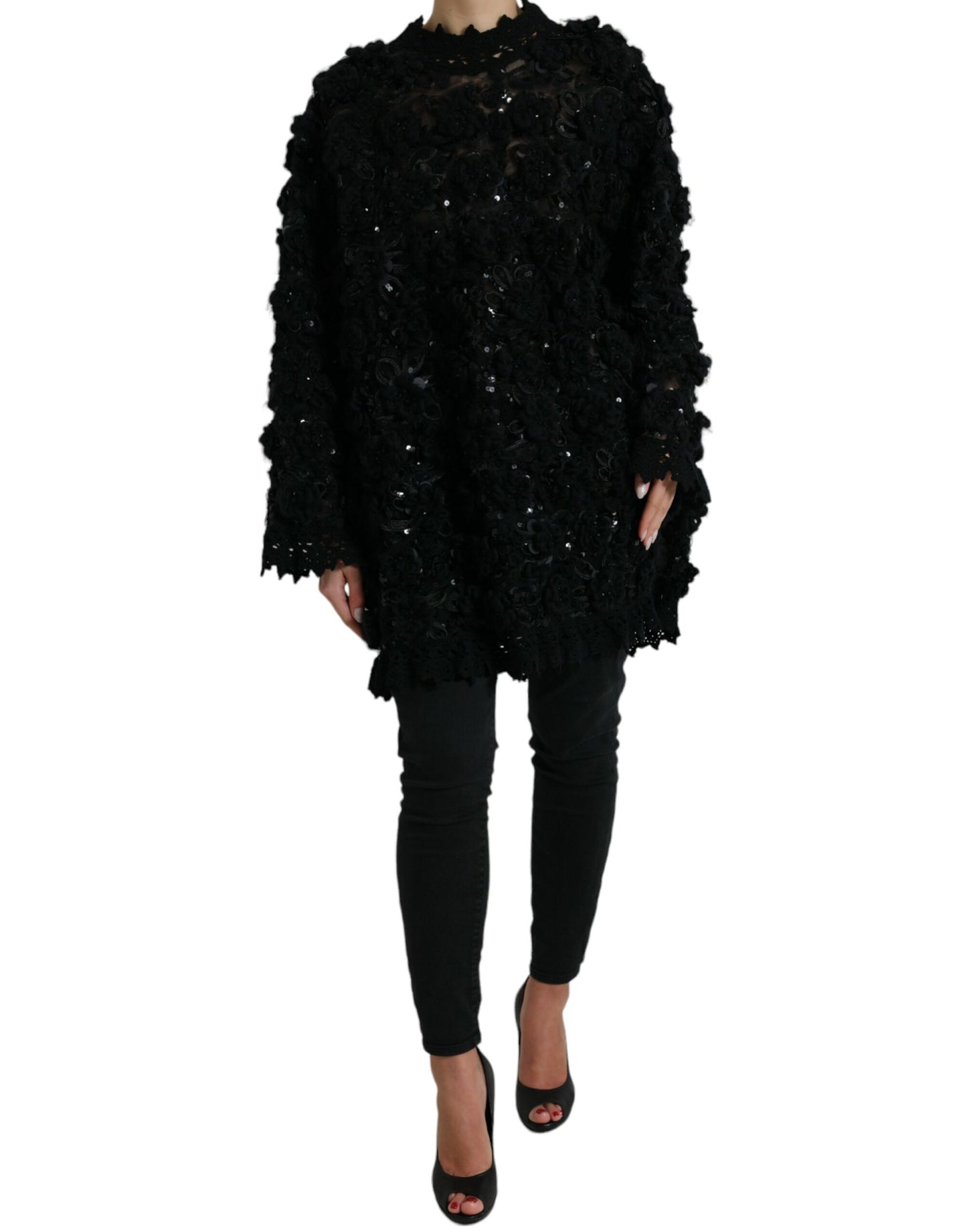 Maglione nero decorato con paillettes