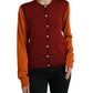 Cardigan in seta con bottoni sul davanti in mix marrone