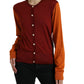 Cardigan in seta con bottoni sul davanti in mix marrone