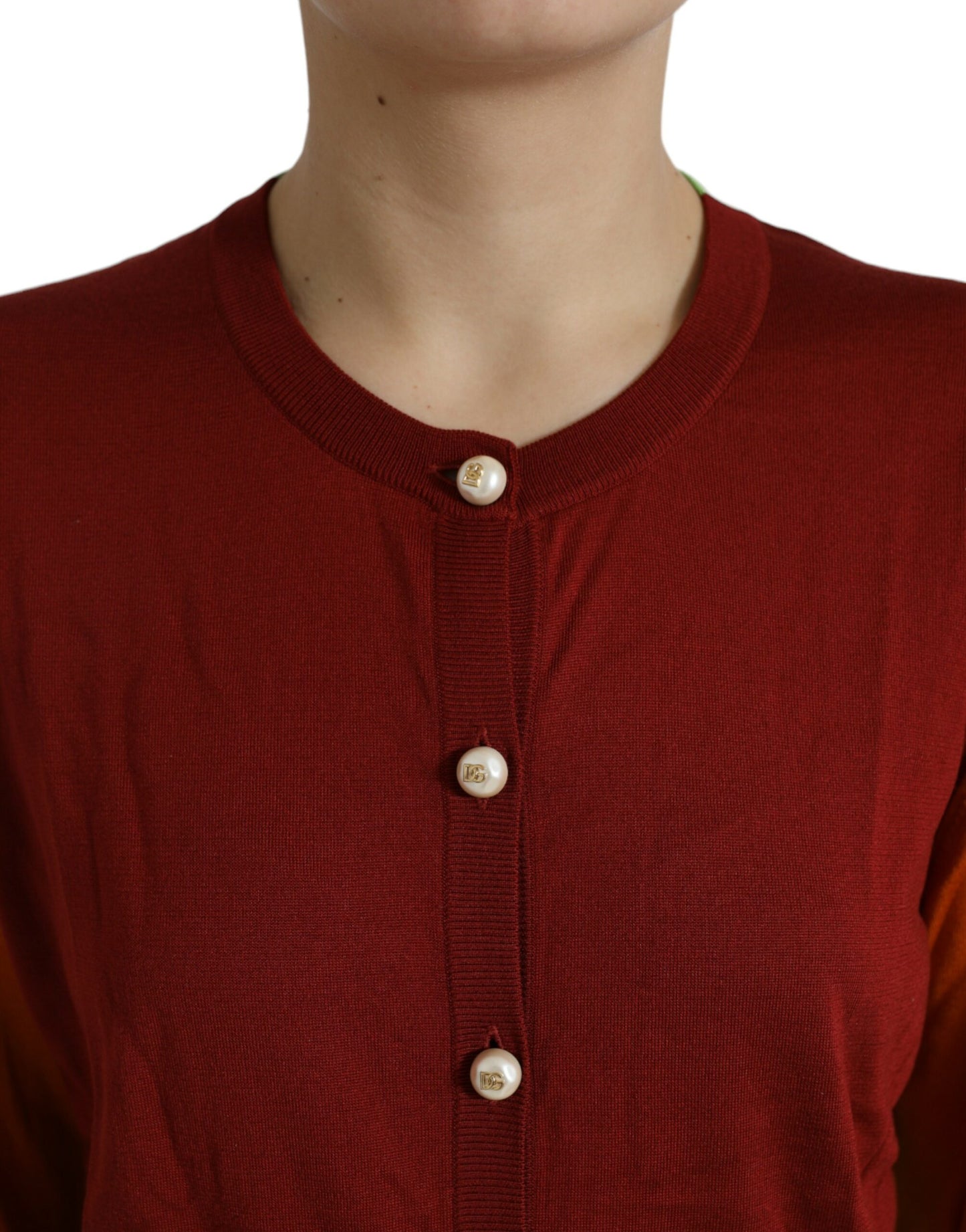 Cardigan in seta con bottoni sul davanti in mix marrone