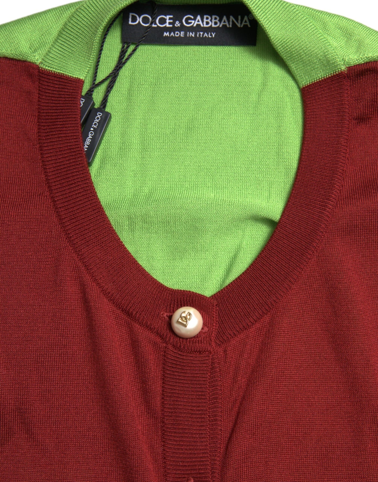 Cardigan in seta con bottoni sul davanti in mix marrone