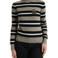 Maglione a collo alto in lana a righe multicolor