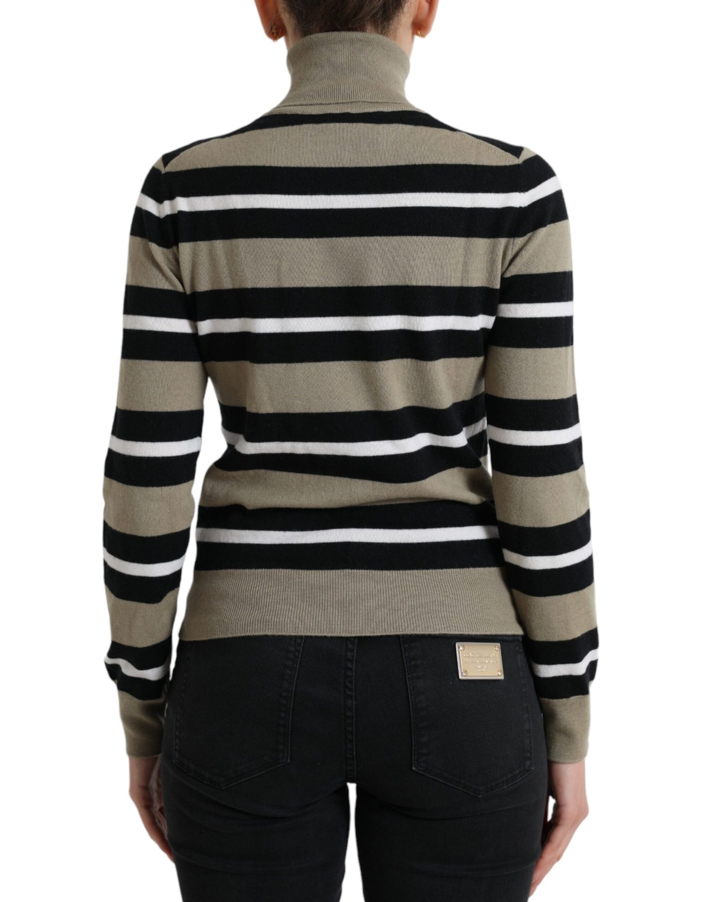 Maglione a collo alto in lana a righe multicolor