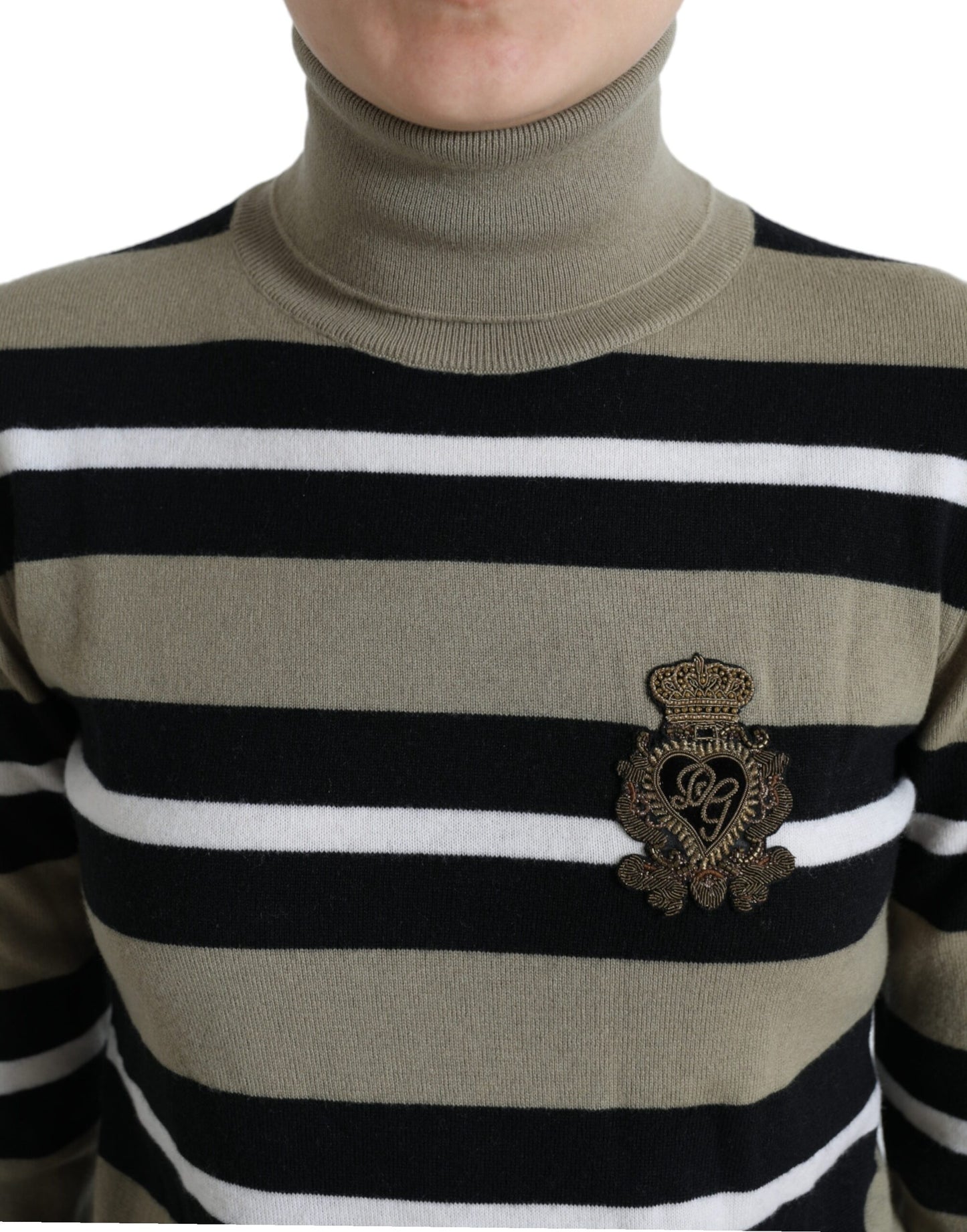 Maglione a collo alto in lana a righe multicolor