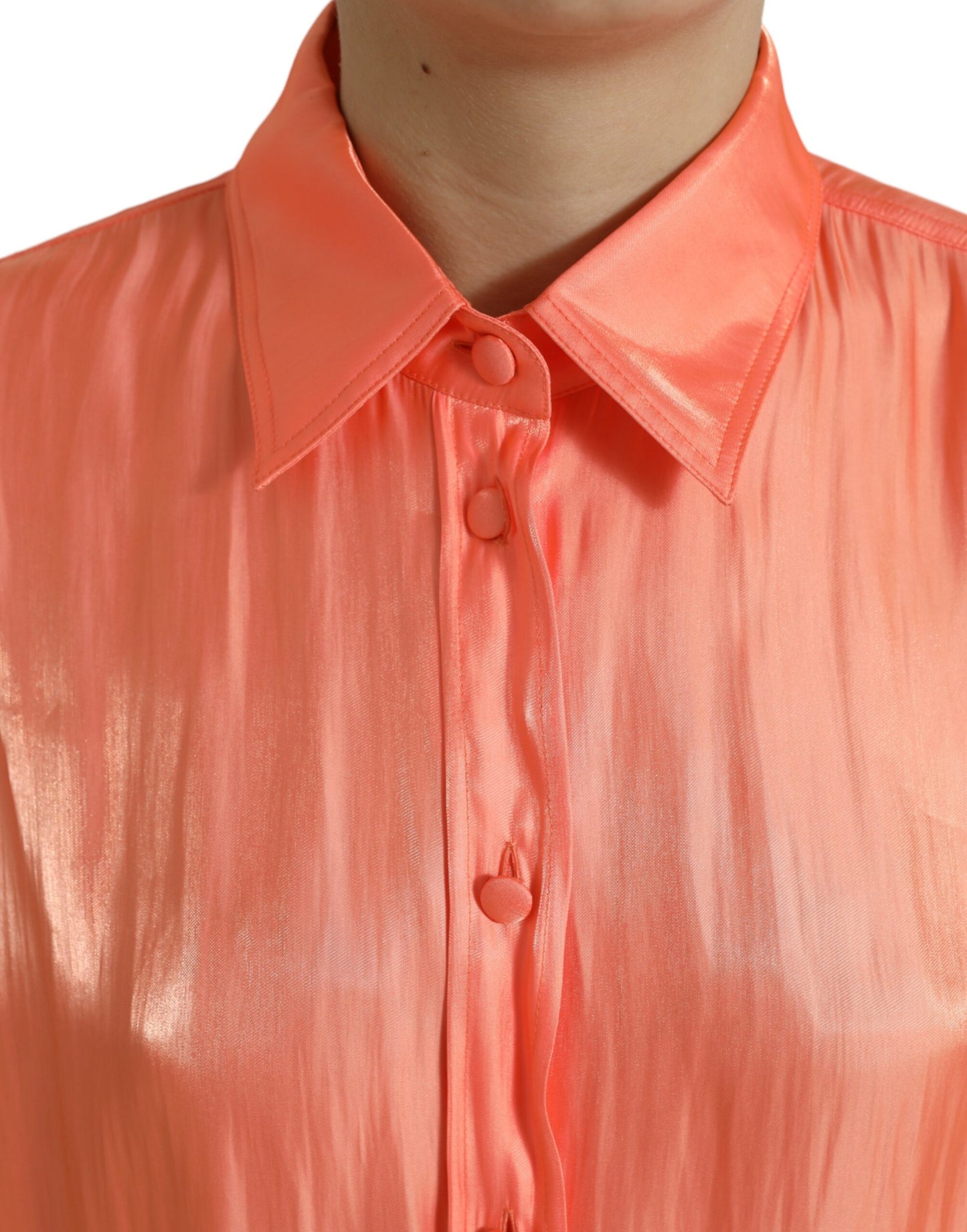 Elegante polo a maniche lunghe color corallo