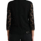 Elegante top a maniche lunghe in pizzo floreale