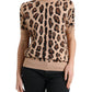 Elegante dolcevita in lana con motivo leopardato beige