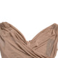 Elegante canotta senza maniche con scollo a V beige trasparente