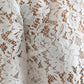Dolce & Gabbana White Floral Lace Cotton Round Neck Blouse Top